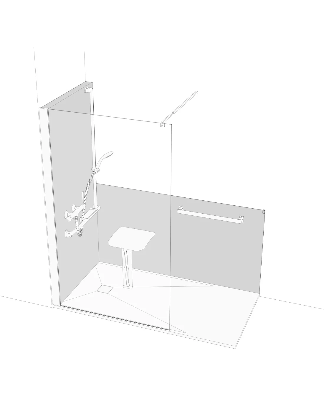 Configuration Angle Paroi fixe 1200 x 800 mm L1200 mm