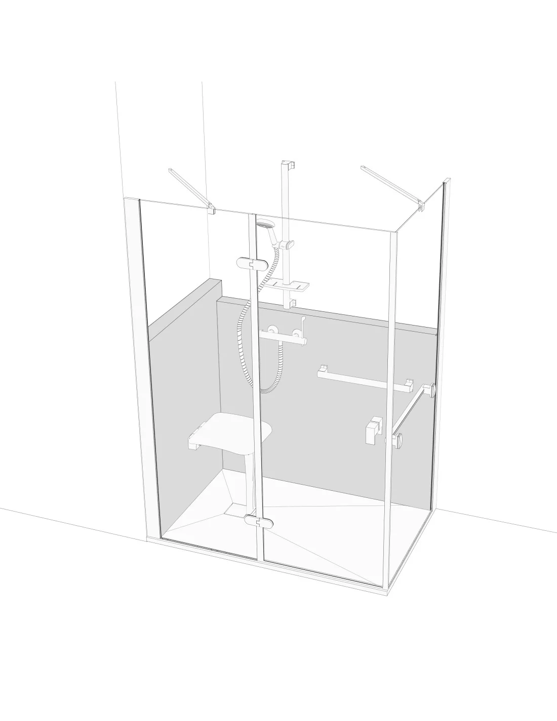 Cabin Configuration Hinged door 1200 x 800 mm L1200 mm Left version