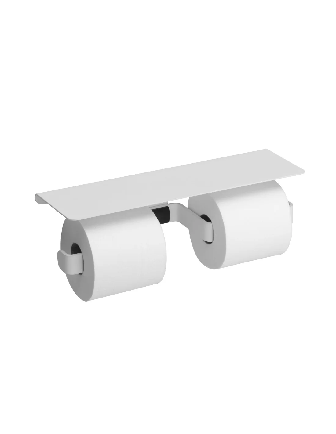 Dual toilet paper dispenser with ALUR shelf